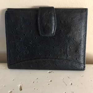 Vintage Bond Street black Ostrich leather wallet